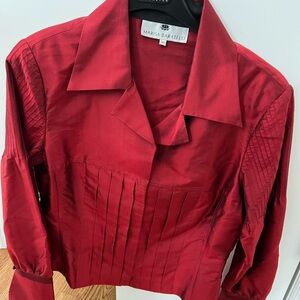 Red Marisa Baratelli 100% Thai silk blouse l 10